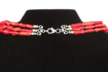 Load image into Gallery viewer, Bamboo Coral with Hematite Triple-Strand Necklace