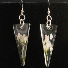 Load image into Gallery viewer, Snapdragon Flower Petals in Resin Triangle Earrings