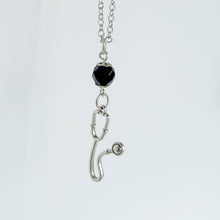 Load image into Gallery viewer, Stethoscope Necklace with Faceted Black Onyx