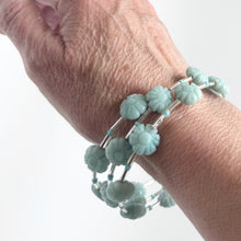 Load image into Gallery viewer, Amazonite Carved Flower Wrap Bracelet
