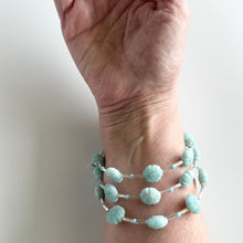 Load image into Gallery viewer, Amazonite Carved Flower Wrap Bracelet