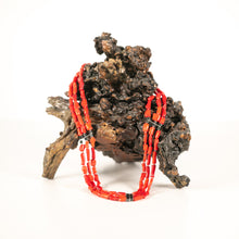 Load image into Gallery viewer, Bamboo Coral with Hematite Triple-Strand Necklace