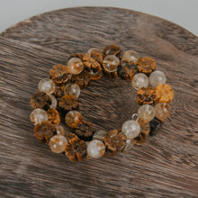 Load image into Gallery viewer, Tiger Eye Flowers and Citrine Memory Wire Wrap Bracelet