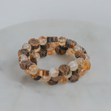 Load image into Gallery viewer, Tiger Eye Flowers and Citrine Memory Wire Wrap Bracelet