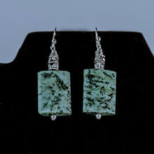 Load image into Gallery viewer, African Turquoise Rectangle Earrings
