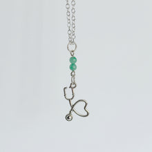 Load image into Gallery viewer, Nurses Appreciation Gift - Heart Stethoscope Necklace with Green Onyx
