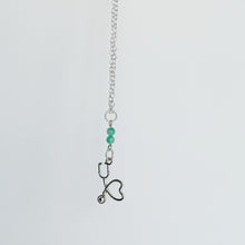 Load image into Gallery viewer, Nurses Appreciation Gift - Heart Stethoscope Necklace with Green Onyx
