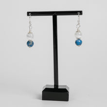 Load image into Gallery viewer, Denim Lapis and Selenite Earrings

