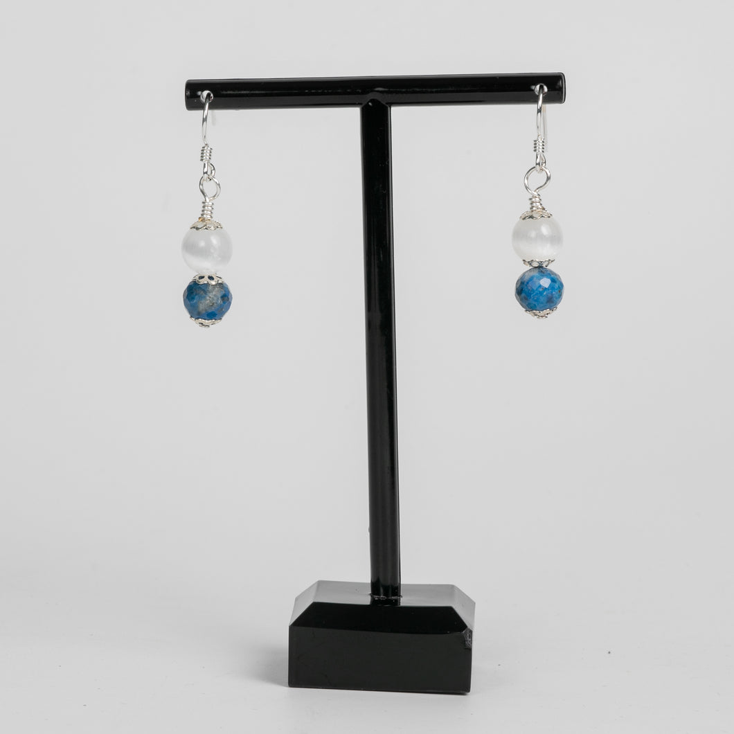 Denim Lapis and Selenite Earrings